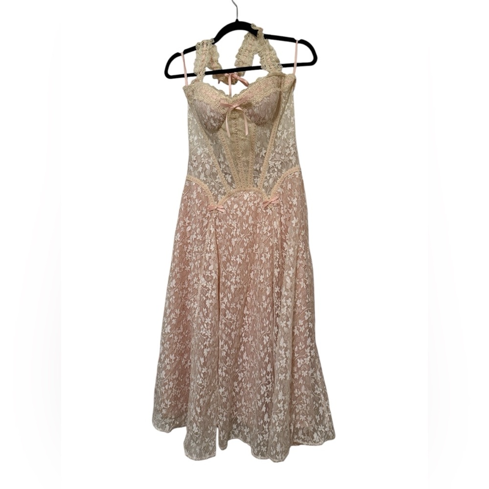 Lace Dress with Corset & Bow Details